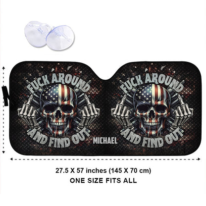 American Flag Skeleton - Personalized Skull Car Sunshade