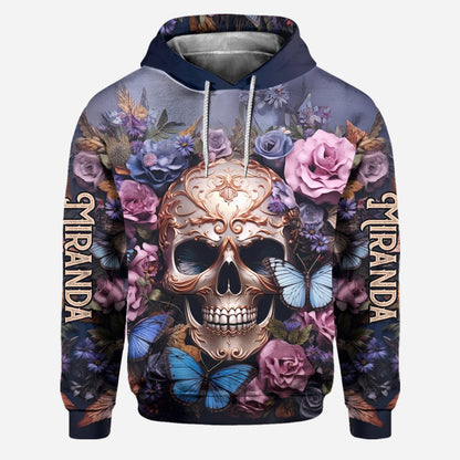 Beauty Of The Dark Skull Roses Butterflies - Personalized Skull Hoodie and Leggings