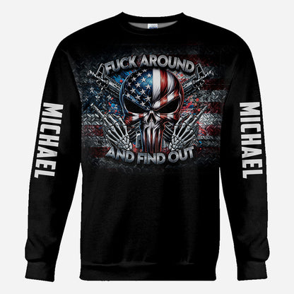 Protected by Fck Around and Find out Surveillance - Personalized Skull All Over Shirt