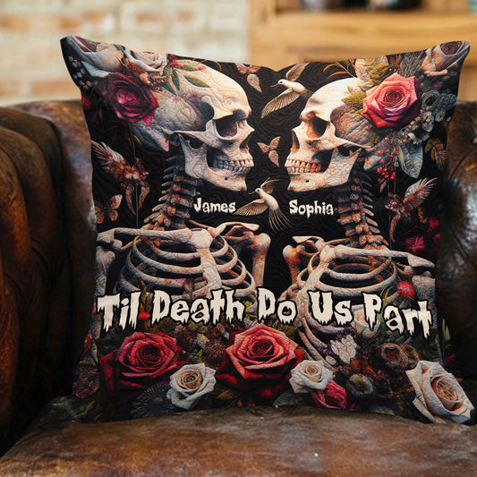 Til Death Do Us Part - Personalized Skull Throw Pillow