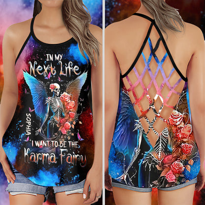 In My Next Life I Want To Be The Karma Fairy - Personalized Skull Cross Tank Top