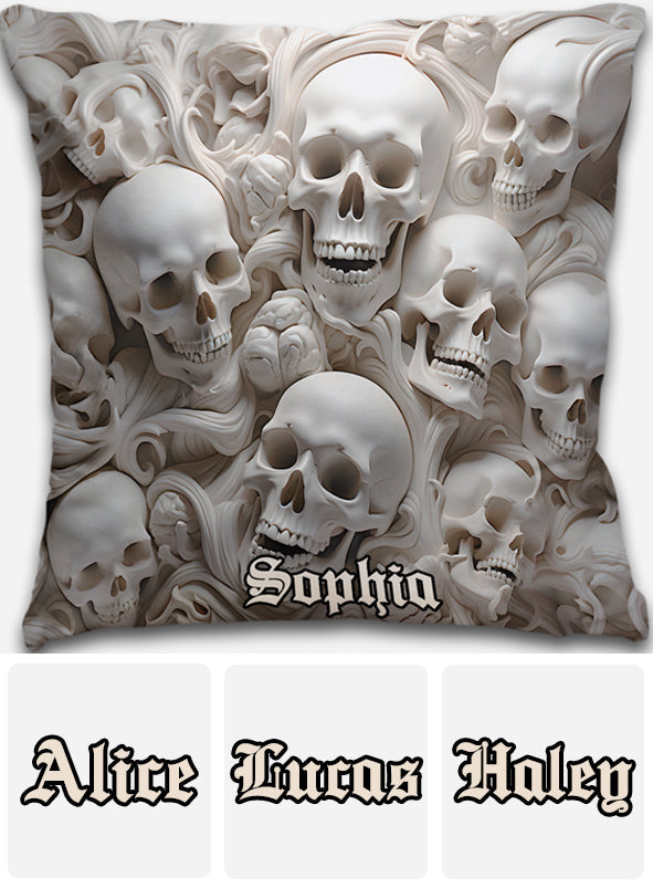 White Bones - Personalized Skull Throw Pillow