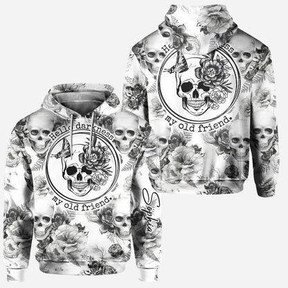 Pink Roses Skull - Personalized Skull Hoodie and Leggings