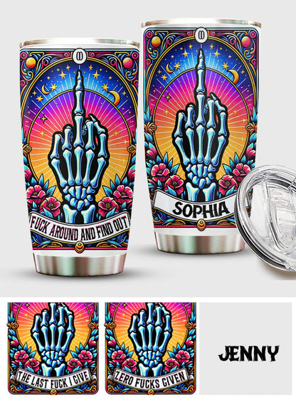 The Zero Of Fcks Funny Tarot Card - Personalized Skull Tumbler