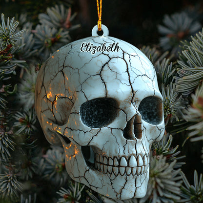 Stunning White Skull - Personalized Skull Ornament
