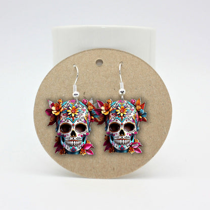 Floral Skull - Personalized Skull Earrings