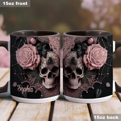 Roses And Skull - Personalized Skull Accent Mug
