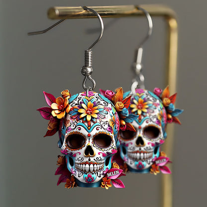 Floral Skull - Personalized Skull Earrings