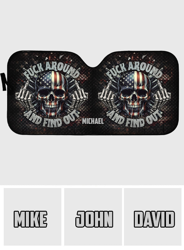 American Flag Skeleton - Personalized Skull Car Sunshade