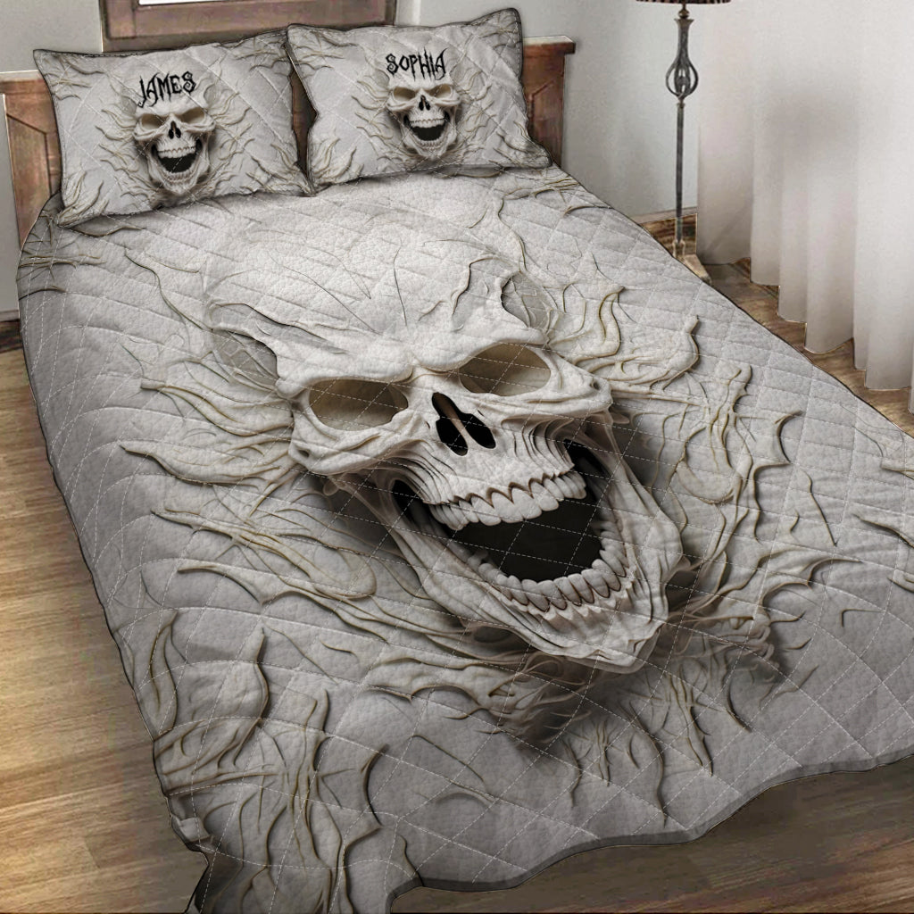 Beautiful White Skeleton - Personalized Skull Quilt Set