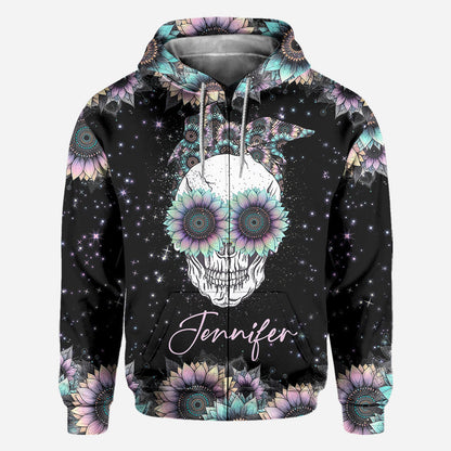 Zero F Given Pink Blue Sunflower - Personalized Skull All Over Shirt