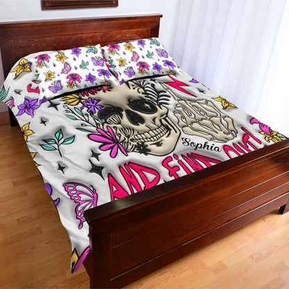 Fuck Around And Find Out - Personalized Skull Bedding Set