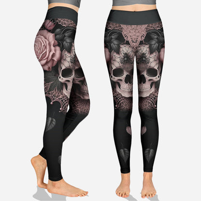 Roses And Skull - Personalized Skull Hoodie and Leggings