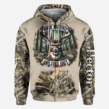 Buck Around And Find Out - Personalized Hunting All Over Shirt