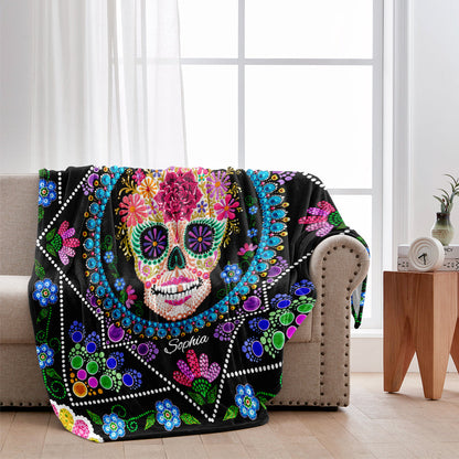 Colorful Sugar Skull - Personalized Skull Blanket