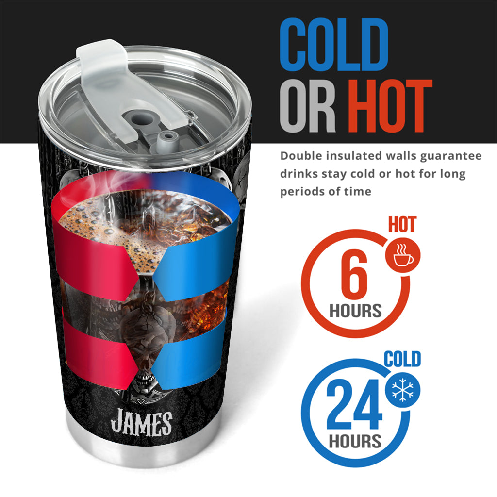 Smoky Black Skeletion - Personalized Skull Tumbler