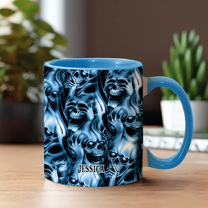 Hear No Evil Speak No Evil See No Evil - Personalized Skull Accent Mug