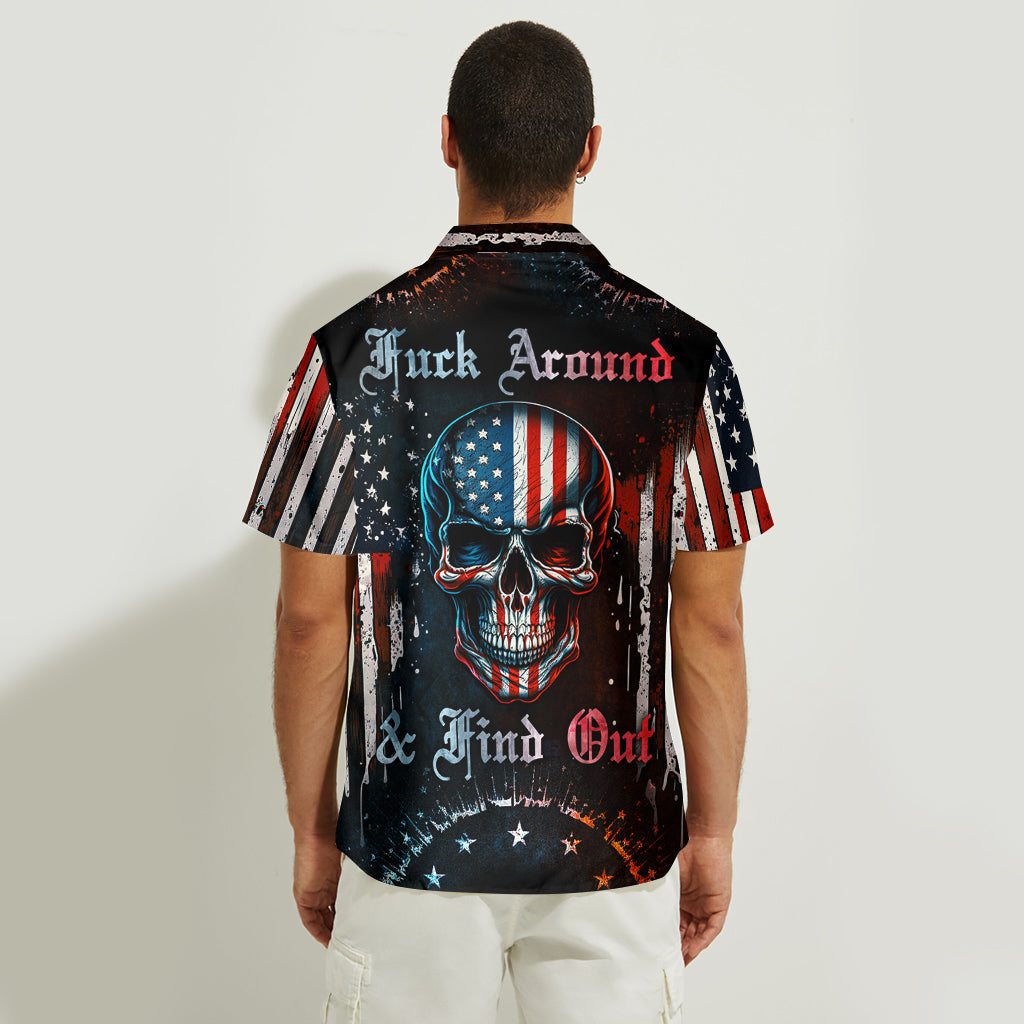 Stars & Stripes, Fuck Around & Find Out - Personalized Skull Hawaiian Shirt