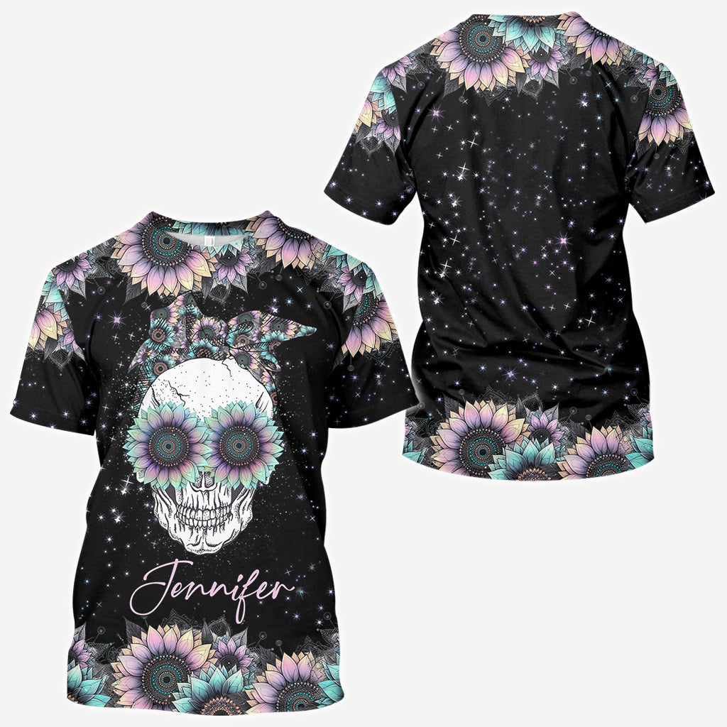 Zero F Given Pink Blue Sunflower - Personalized Skull All Over Shirt