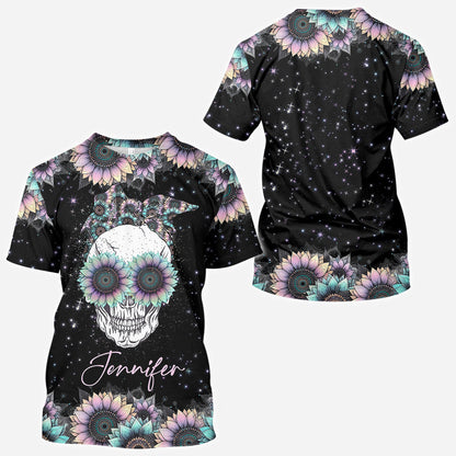 Zero F Given Pink Blue Sunflower - Personalized Skull All Over Shirt