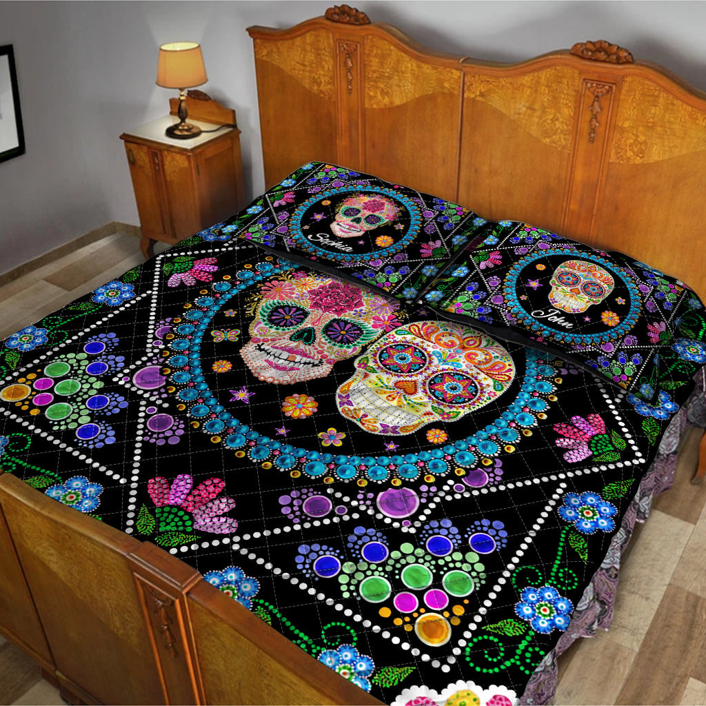 Skull Couple - Personalized Skull Quilt Set