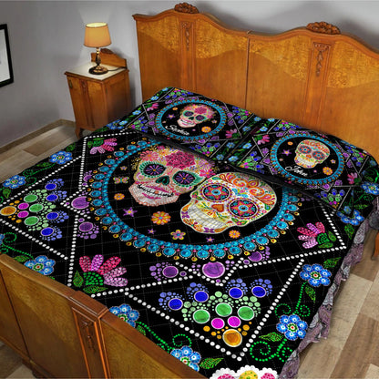 Skull Couple - Personalized Skull Quilt Set