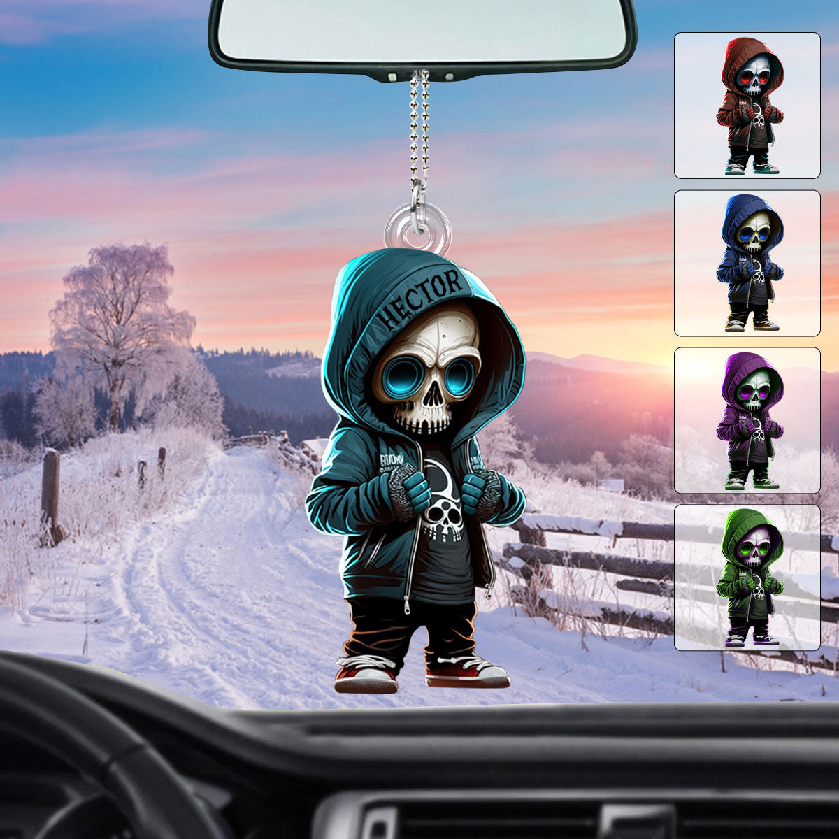 Stylish Skeleton - Personalized Skull Custom Shaped Car Ornament