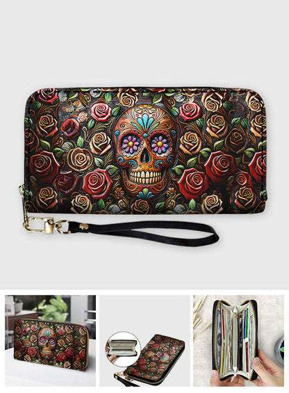 Roses And Skull - Skull Leather Long Wallet