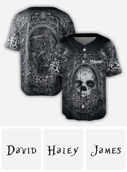 Black Skull - Personalized Skull Baseball Jersey