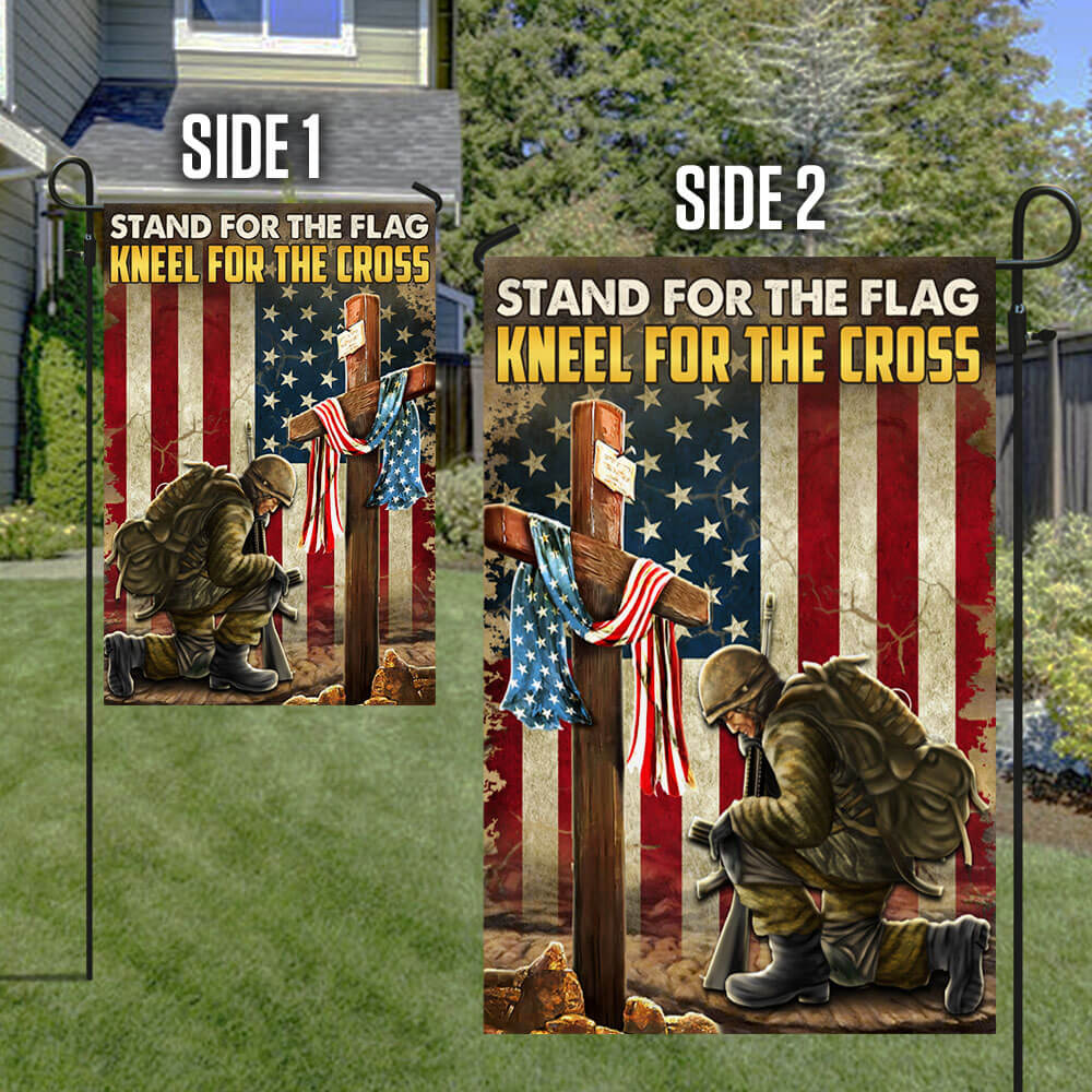Veteran Kneeling Cross American Flag Stand For The Flag Kneel For The Cross MLN1368F
