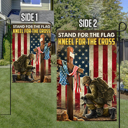 Veteran Kneeling Cross American Flag Stand For The Flag Kneel For The Cross MLN1368F
