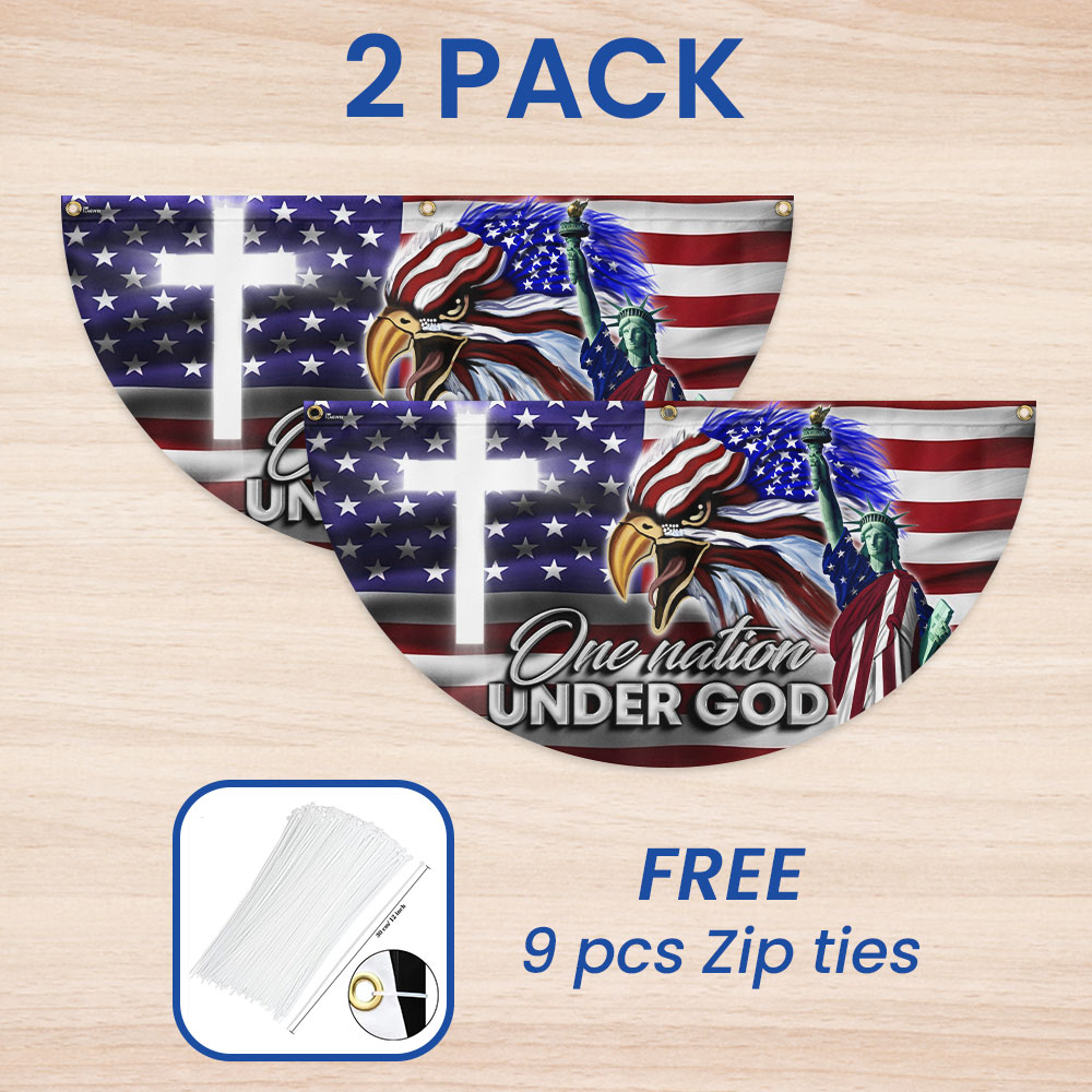 US Eagle Cross Freedom One Nation Under God Non-Pleated Fan Flag MLN3133FL