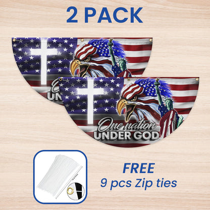 US Eagle Cross Freedom One Nation Under God Non-Pleated Fan Flag MLN3133FL