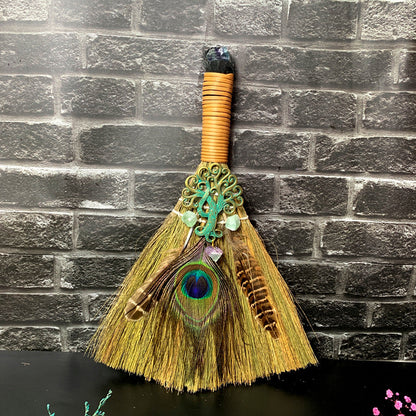 Amethyst Protection Broom – Handcrafted Witch Broom for Energy Cleansing