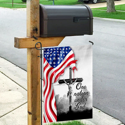 One Nation Under God. Jesus Christian Cross American Flag