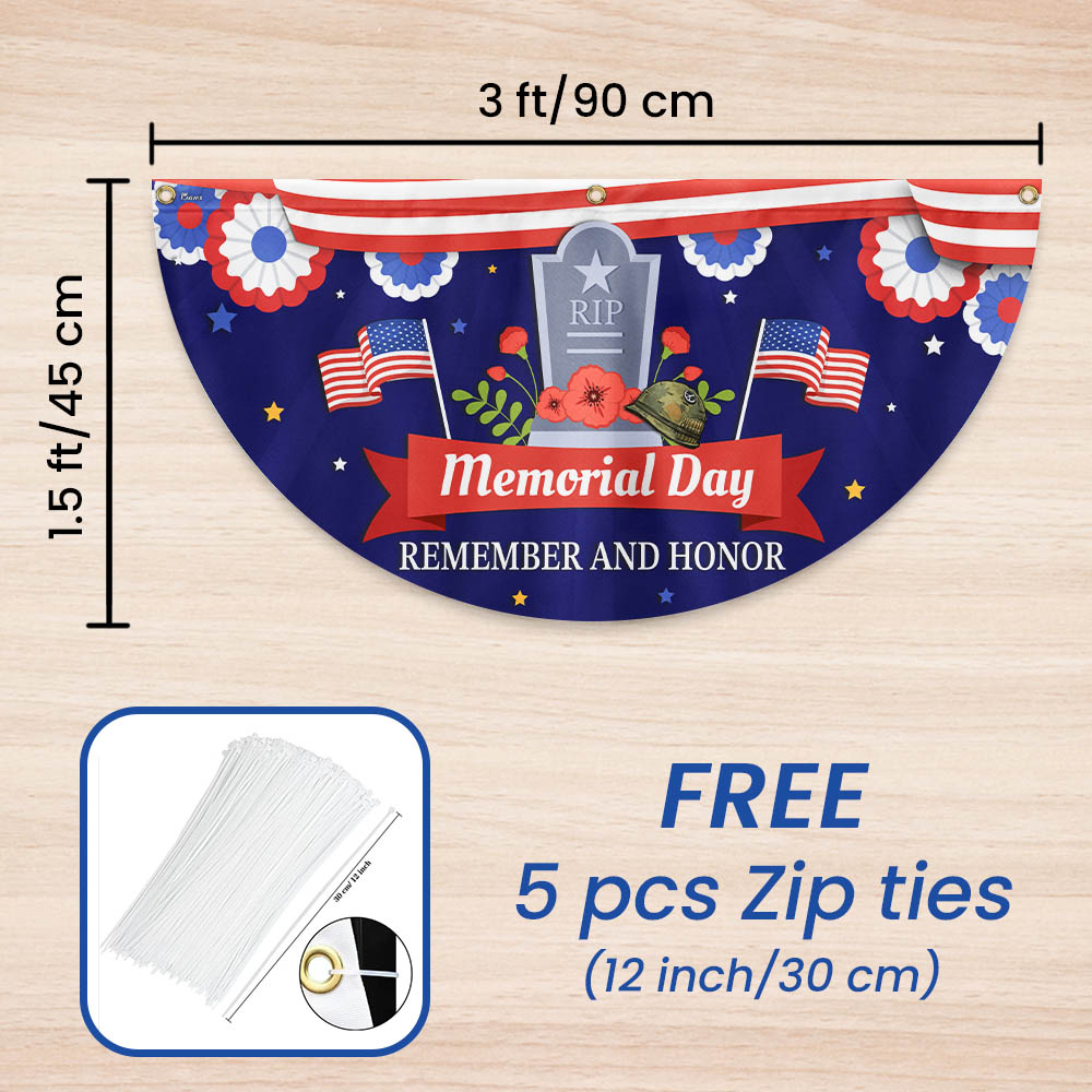 Memorial Day Remember and Honor Veteran Non-Pleated Fan Flag MLN2722FL