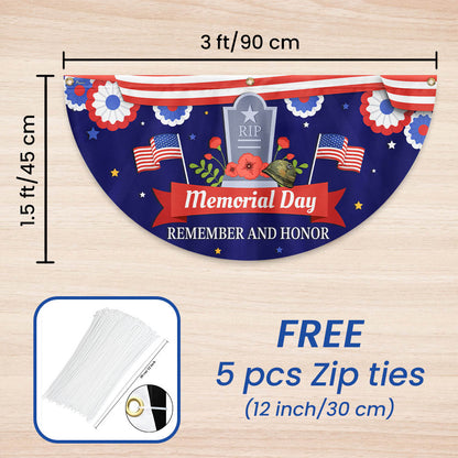 Memorial Day Remember and Honor Veteran Non-Pleated Fan Flag MLN2722FL