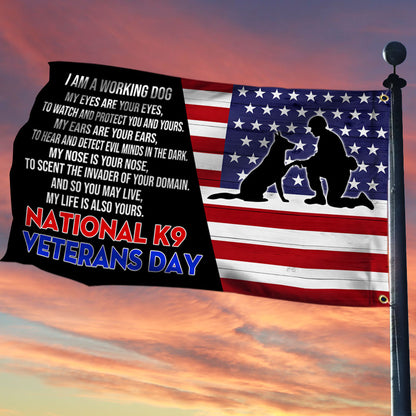 National K9 Veterans Day German Shepherd Grommet Flag QNH12GF
