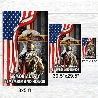 Memorial Day Remember And Honor, U.S. Veteran American Eagle Flag TPT730F