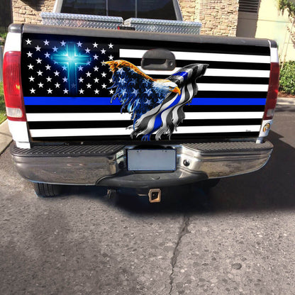 The Thin Blue Line. Police. Law Enforcement American Eagle Truck Tailgate Decal Sticker Wrap THB3482TDv1