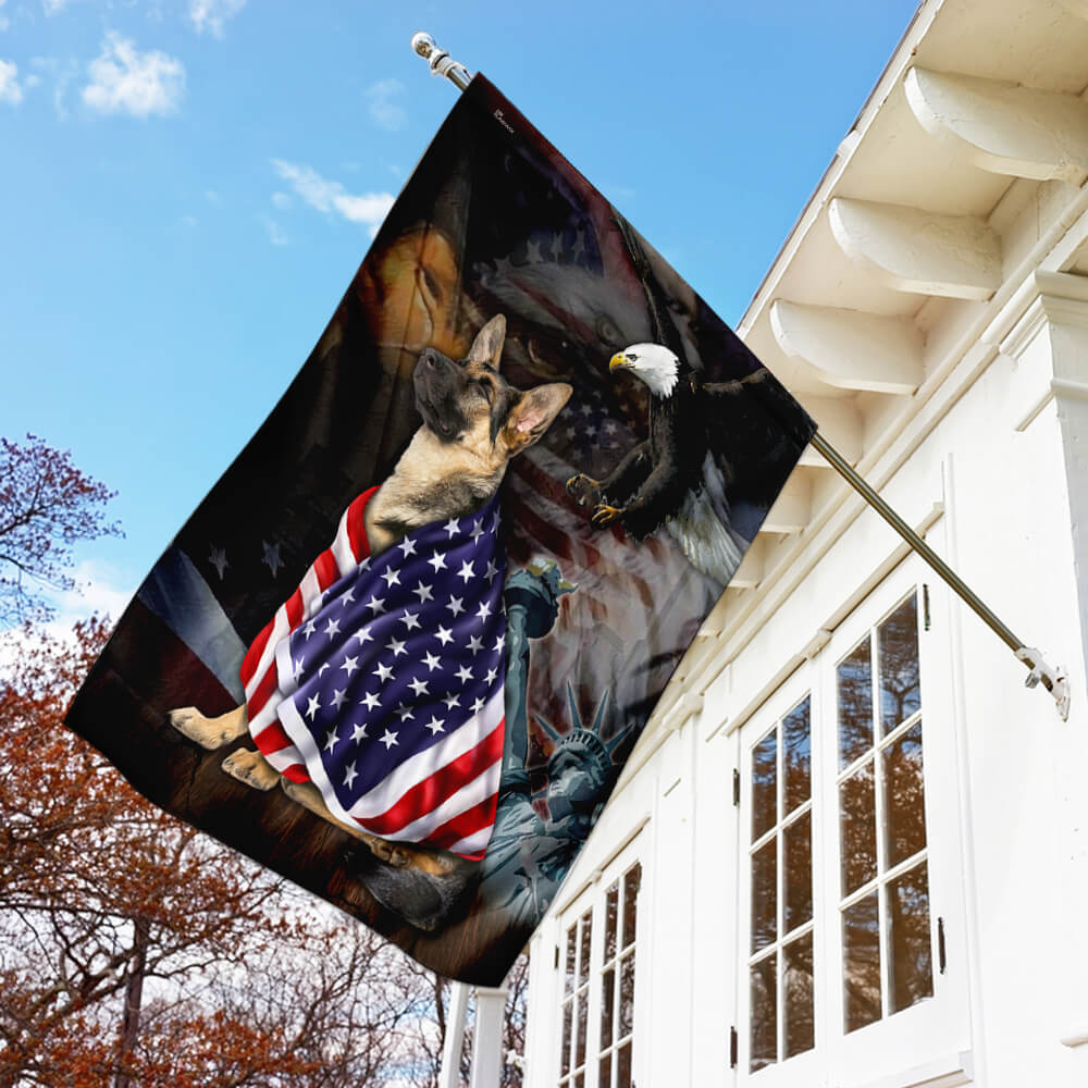 German Shepherd American Patriot Flag