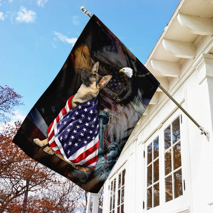 German Shepherd American Patriot Flag