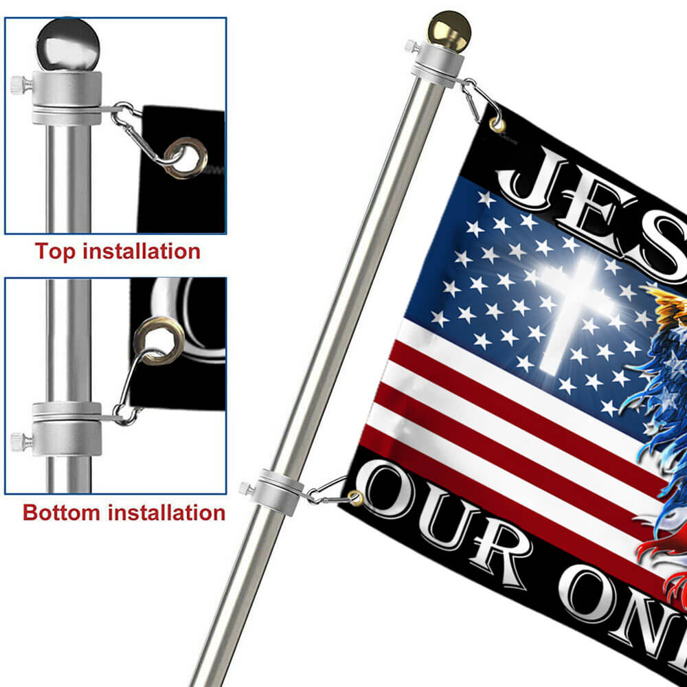 Flagwix American Flag - Jesus 2023 Our Only Hope, American Eagle Christian Cross Flag TPT741GF