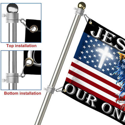Flagwix American Flag - Jesus 2023 Our Only Hope, American Eagle Christian Cross Flag TPT741GF