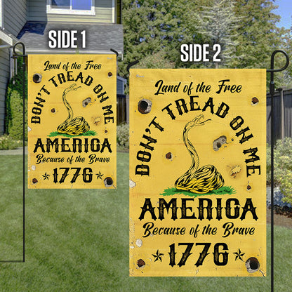 Land Of The Free Don't Tread On Me America Because Of the Brave 1776 Gadsden Flag MLN3329F