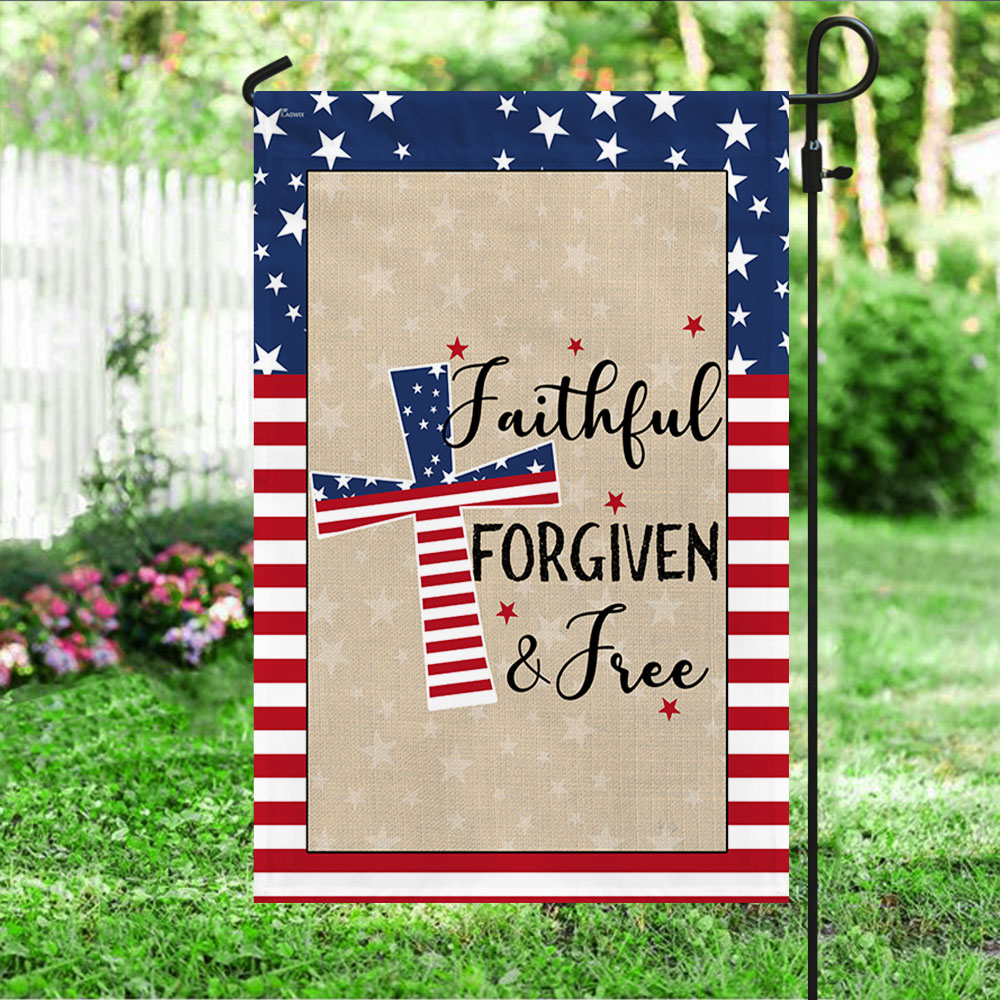 Flagwix American Flag - American Patriotic Cross Faithful Forgiven and Free Flag MLN904F