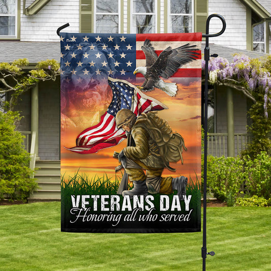 Veterans Day Honoring All Who Served Kneeling Flag American Soldier MLN2026F