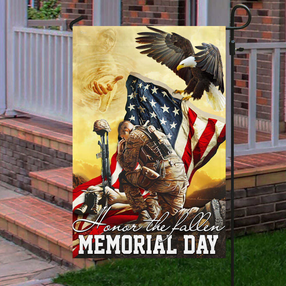 Memorial Day. Remember and Honor Veteran American Eagle Two-Sided Flag TPT787F