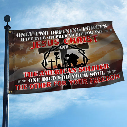 U.S. Veteran Day Jesus And Soldiers Grommet Flag MBH194GF