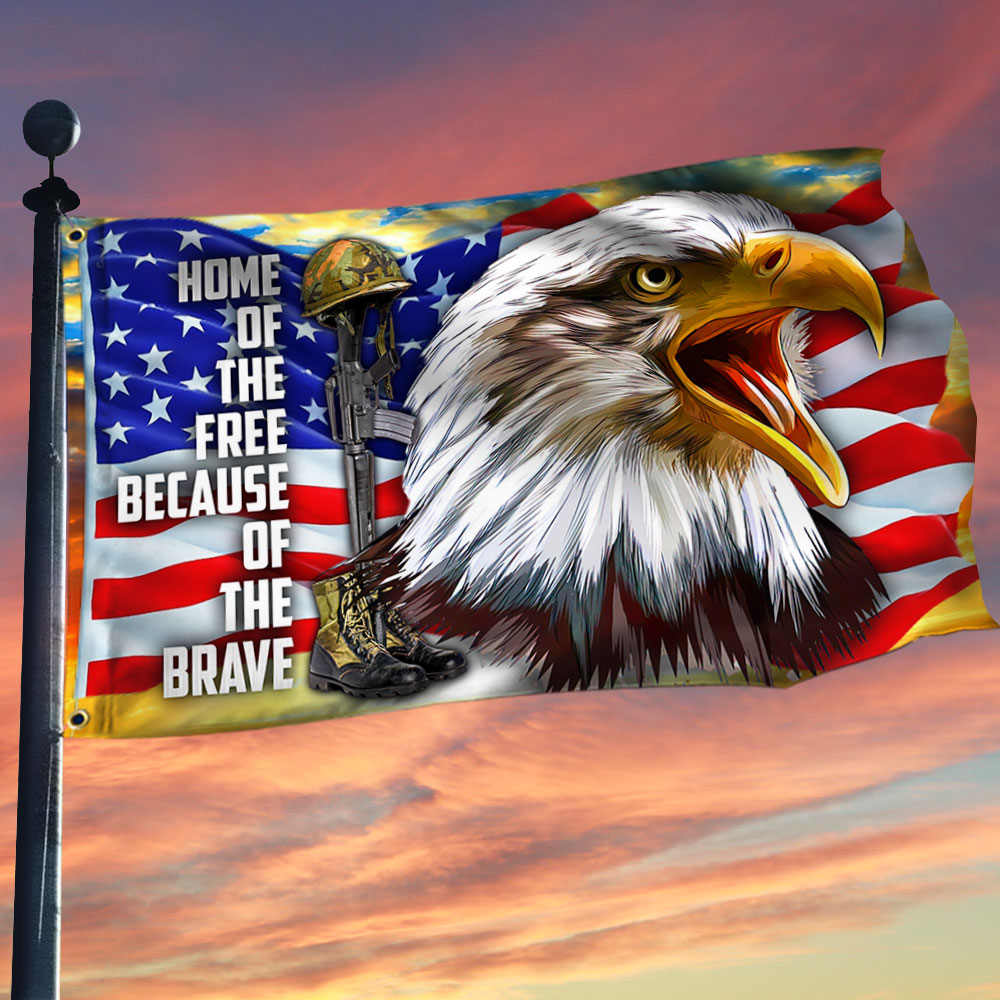 Eagle American Grommet Flag, Home Of The Free Because Of The Brave QNK1056GF